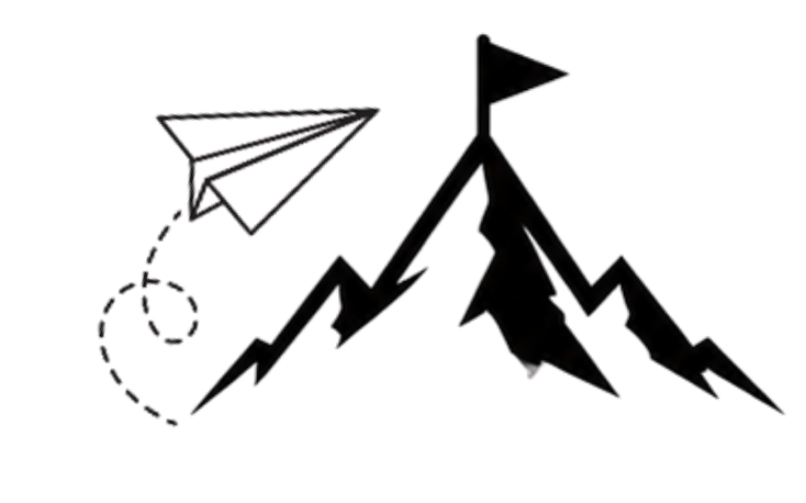 Relentless Execution — paper plane climbing to a flag on the summit